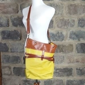W by Worth Yellow & Brown Leather Purse
